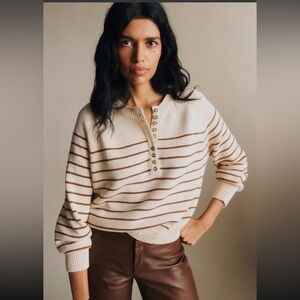 Sezane Léontine Jumper Ecru / Camel - Size S